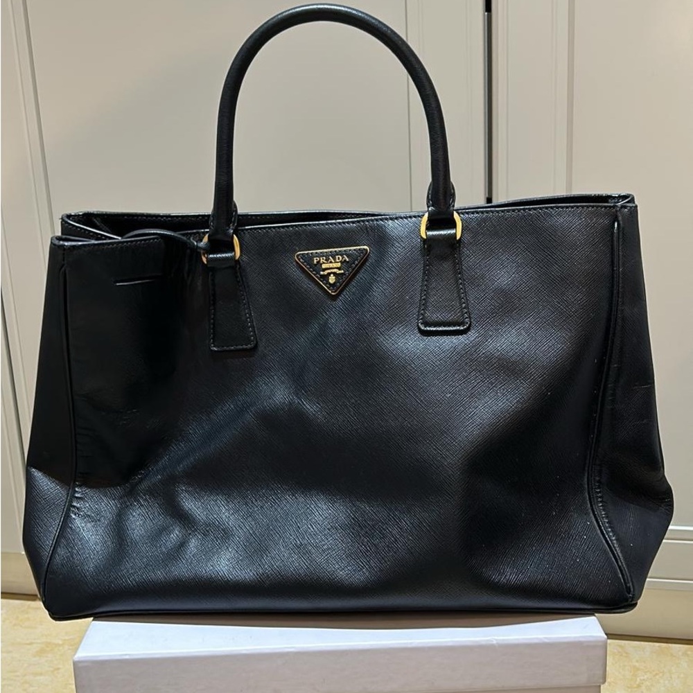 Prada Black Leather Tote Bag